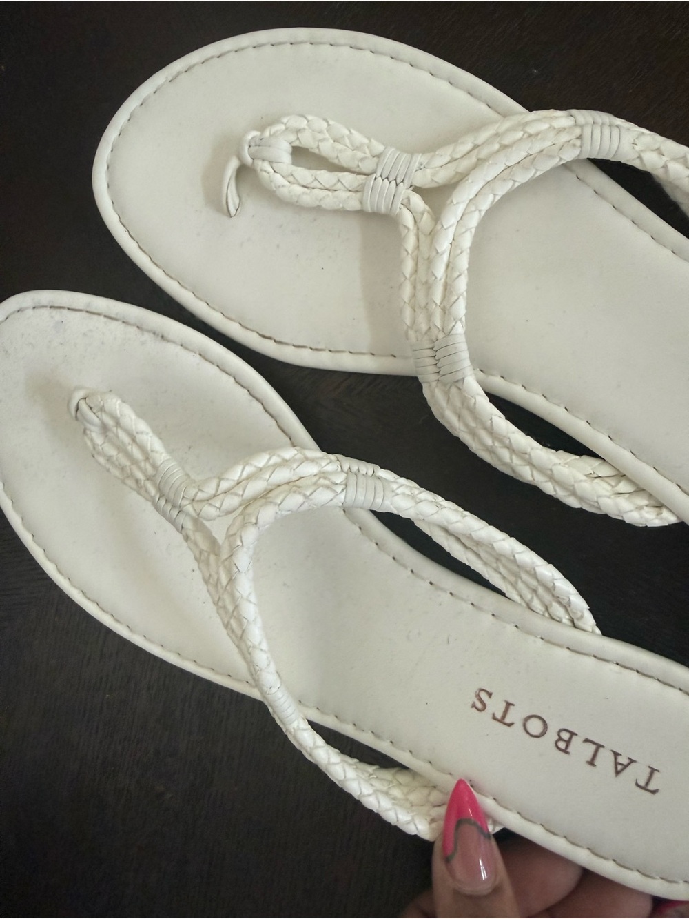 Talbots White Braided Thong Sandals